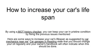how to increase your car s life span