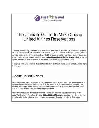 Cheap United Airlines Reservations