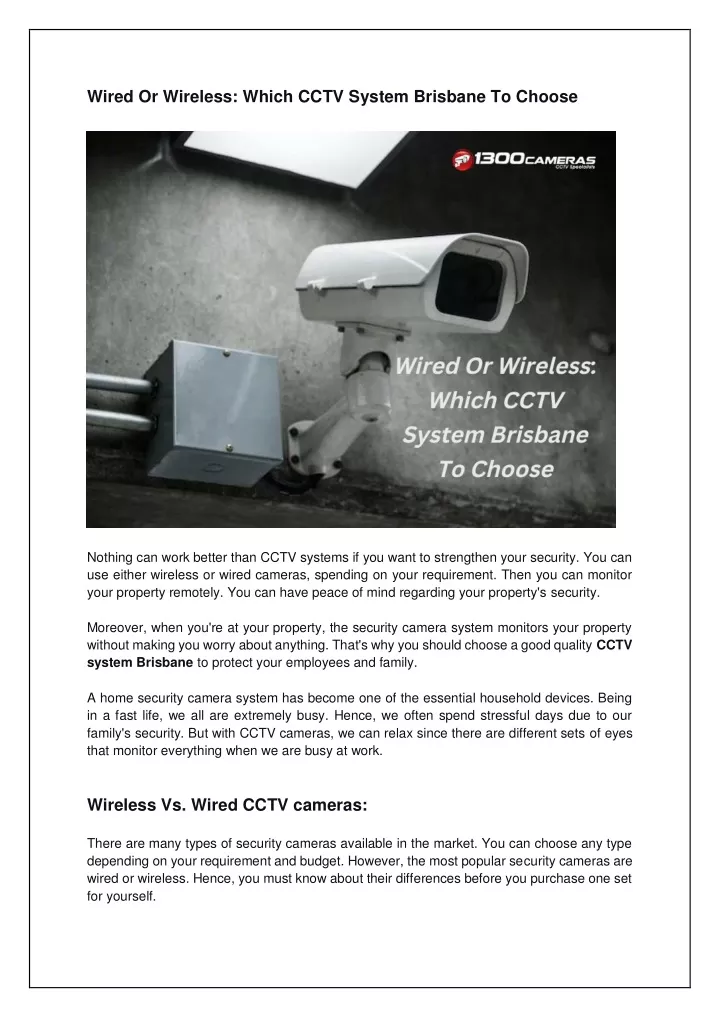 Wire Less Ex Cctv System.pdf PPT - Wired Or Wireless: Which CCTV System Brisbane To Choose ...