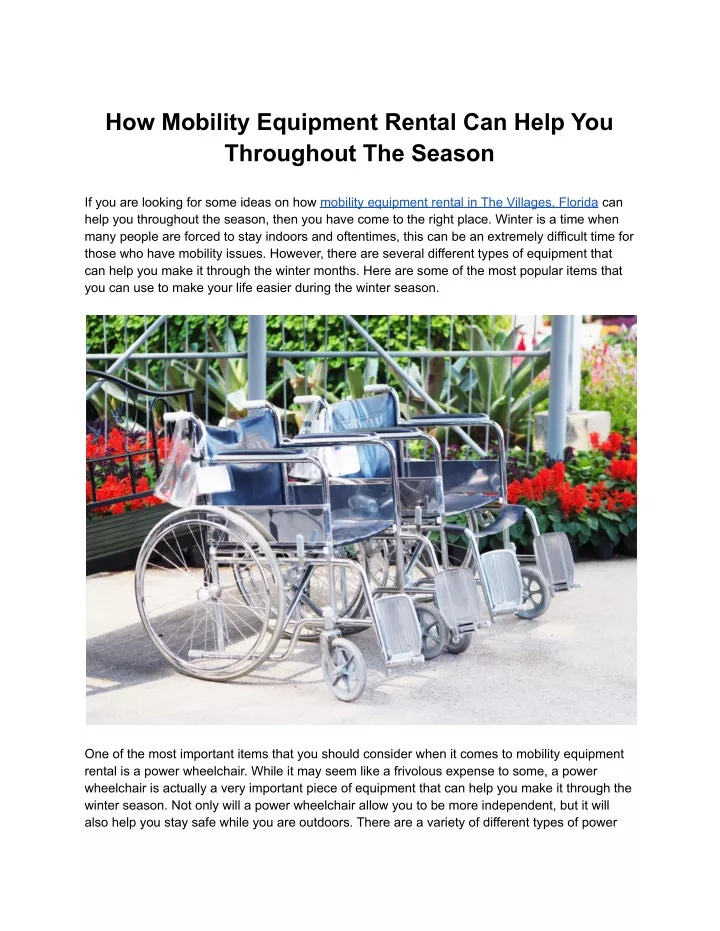 how mobility equipment rental can help