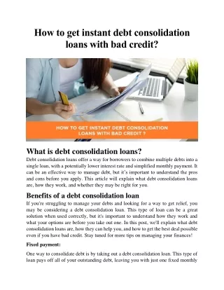 how to get instant debt consolidation loans with