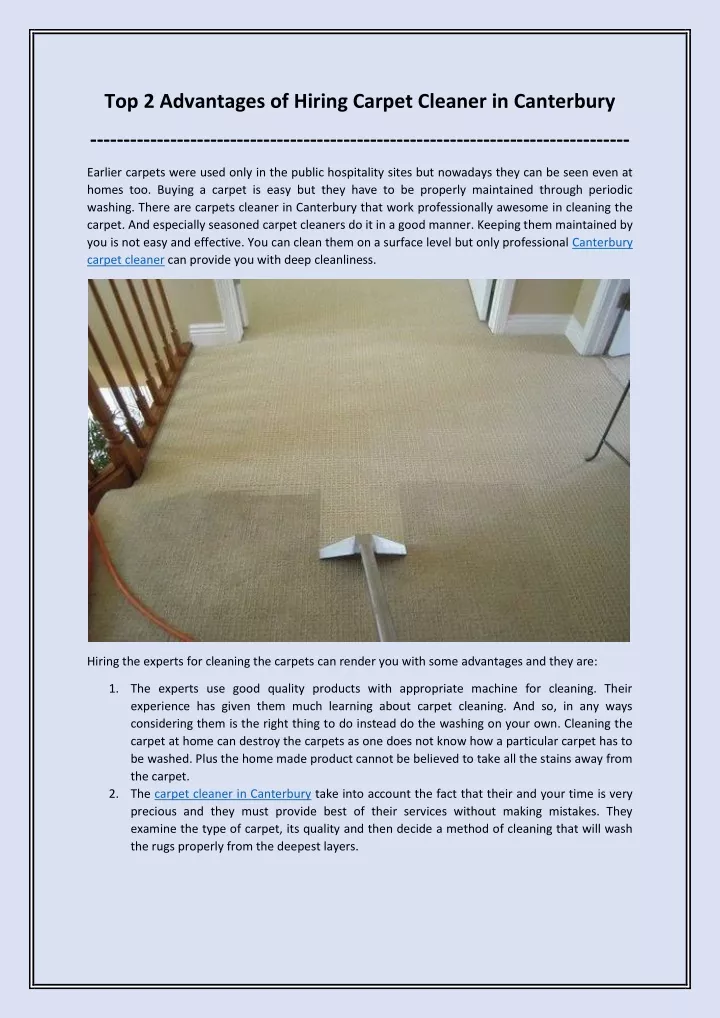 top 2 advantages of hiring carpet cleaner