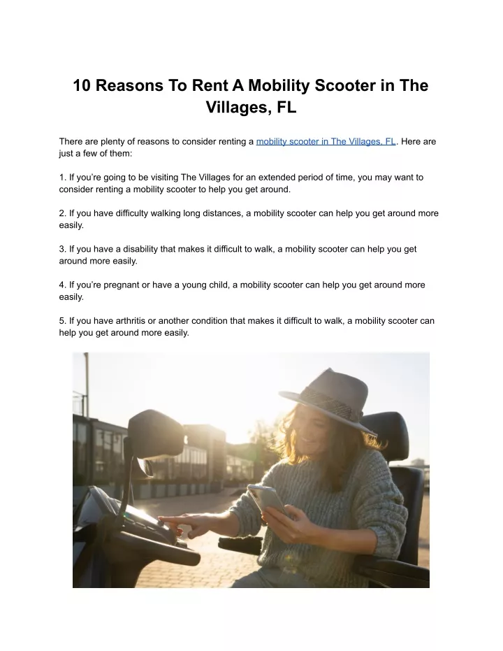 10 reasons to rent a mobility scooter