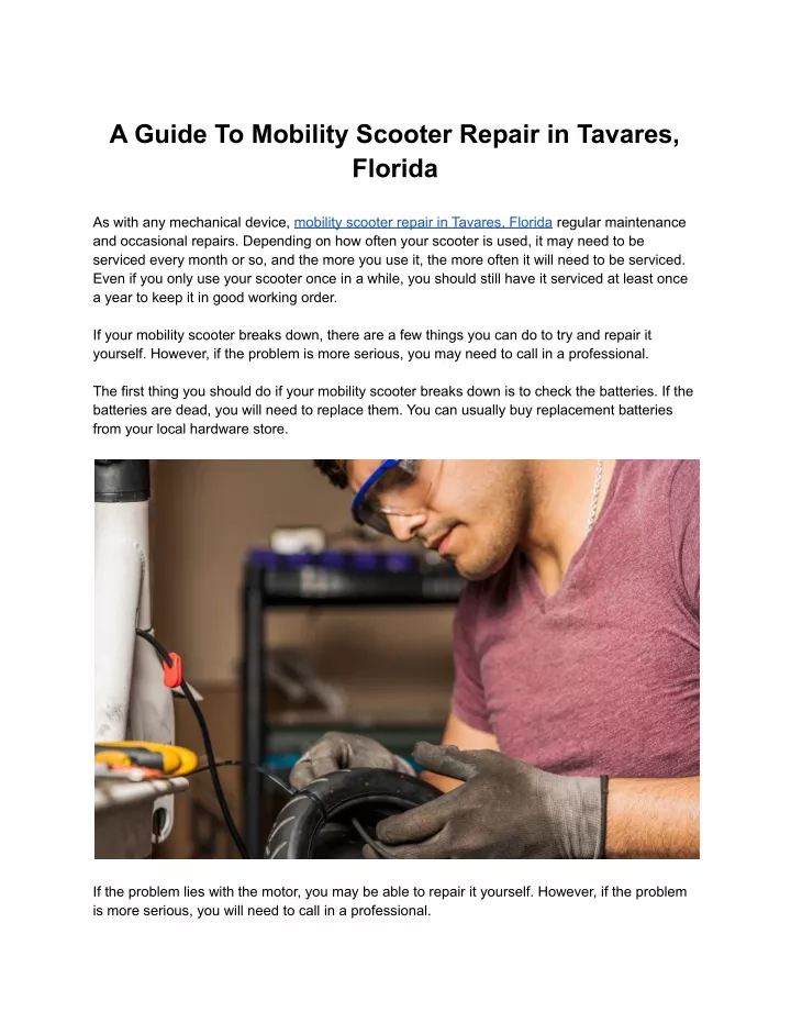 a guide to mobility scooter repair in tavares