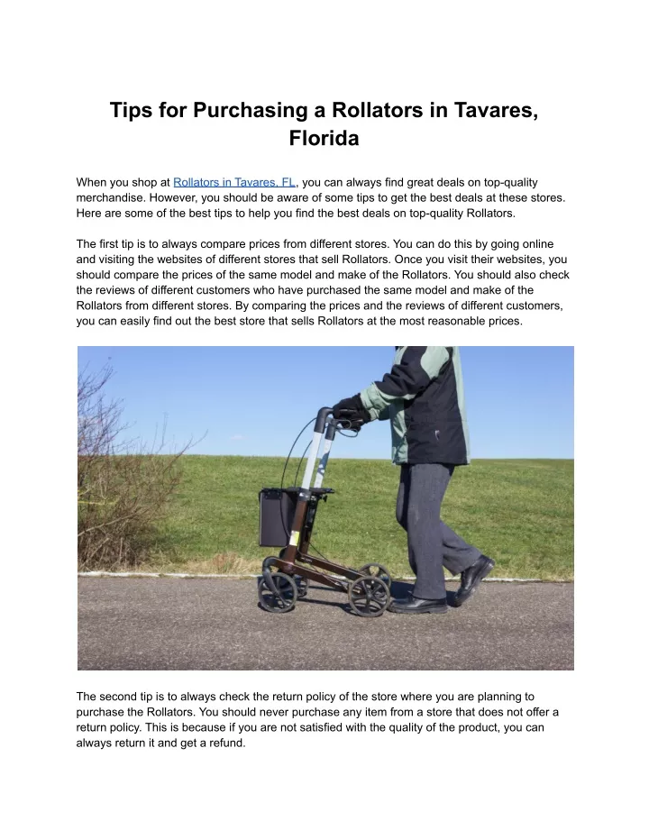 tips for purchasing a rollators in tavares florida