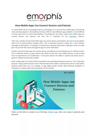 how mobile apps can connect doctors and patients