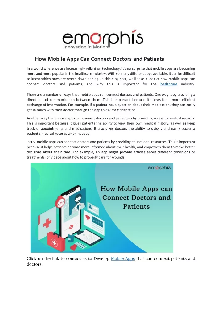 how mobile apps can connect doctors and patients