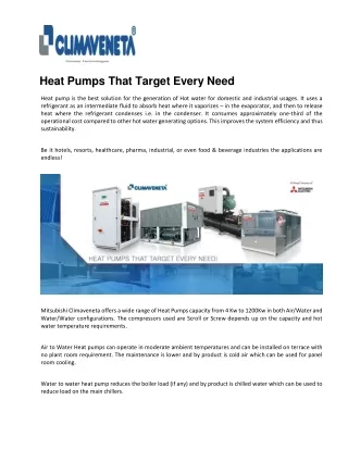 Heat Pumps That Target Every Need