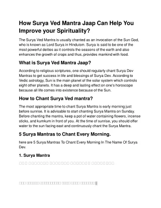 how surya ved mantra jaap can help you improve