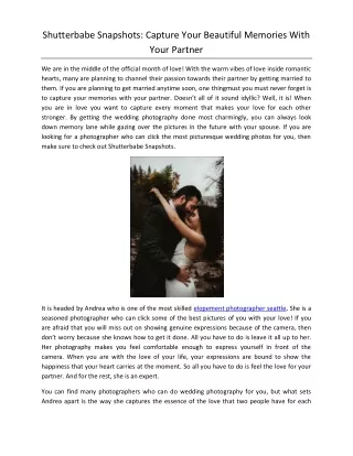 Shutterbabe Snapshots Capture Your Beautiful Memories With Your Partner