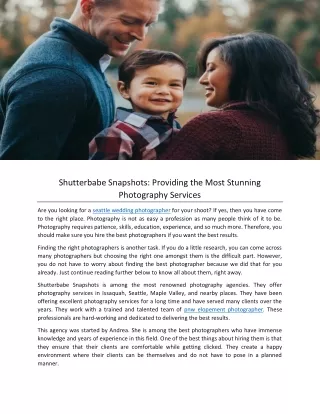 Shutterbabe Snapshots Providing the Most Stunning Photography Services