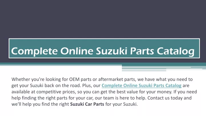 complete online suzuki parts catalog