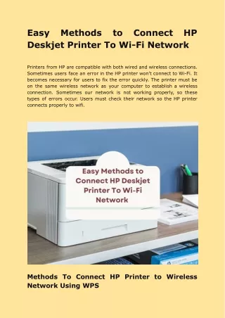 Easy Methods to Connect HP Deskjet Printer To Wi-Fi Network