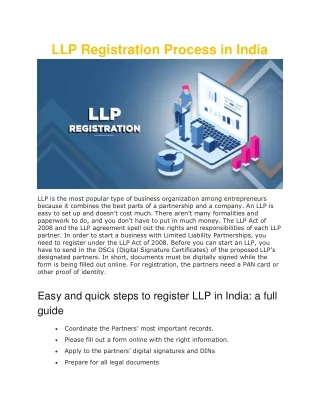 LLP Registration Process in India