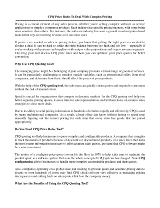 cpq price rules to deal with complex pricing