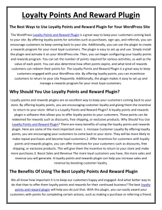 loyalty points and reward plugin