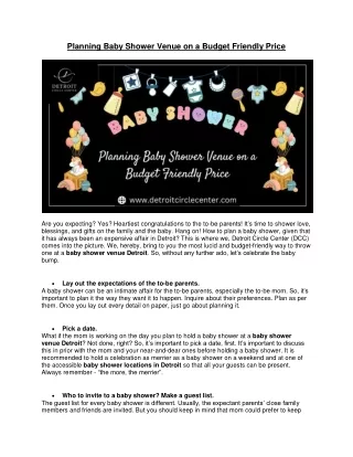 Planning Baby Shower Venue on a Budget Friendly Price