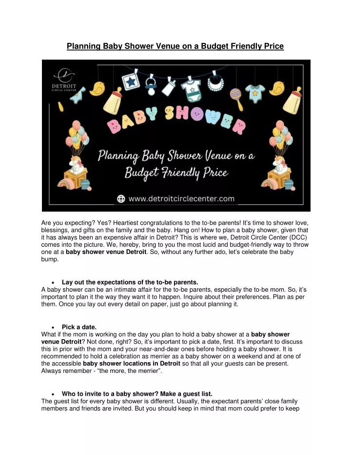 planning baby shower venue on a budget friendly