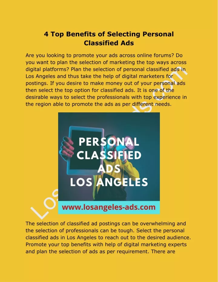 4 top benefits of selecting personal classified