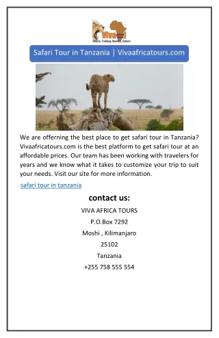 safari tour in tanzania vivaafricatours com