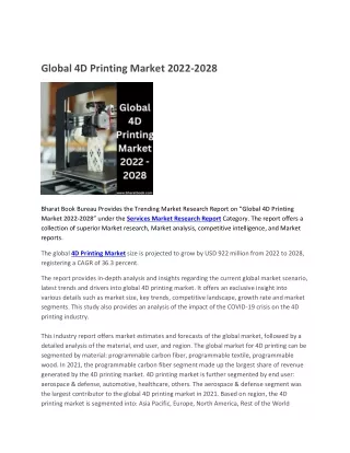 global 4d printing market 2022 2028