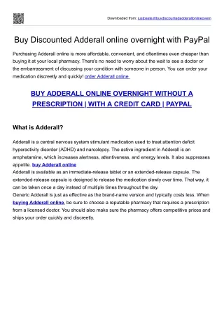 Buy Discounted Adderall online overnight with PayPal