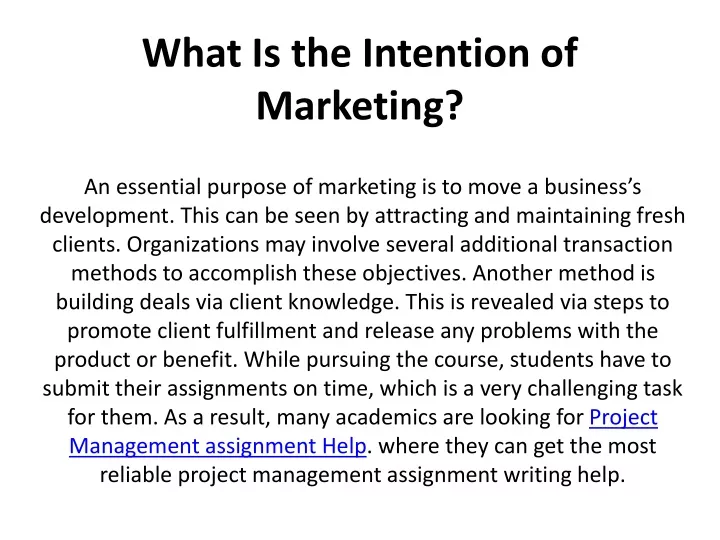 what is the intention of marketing