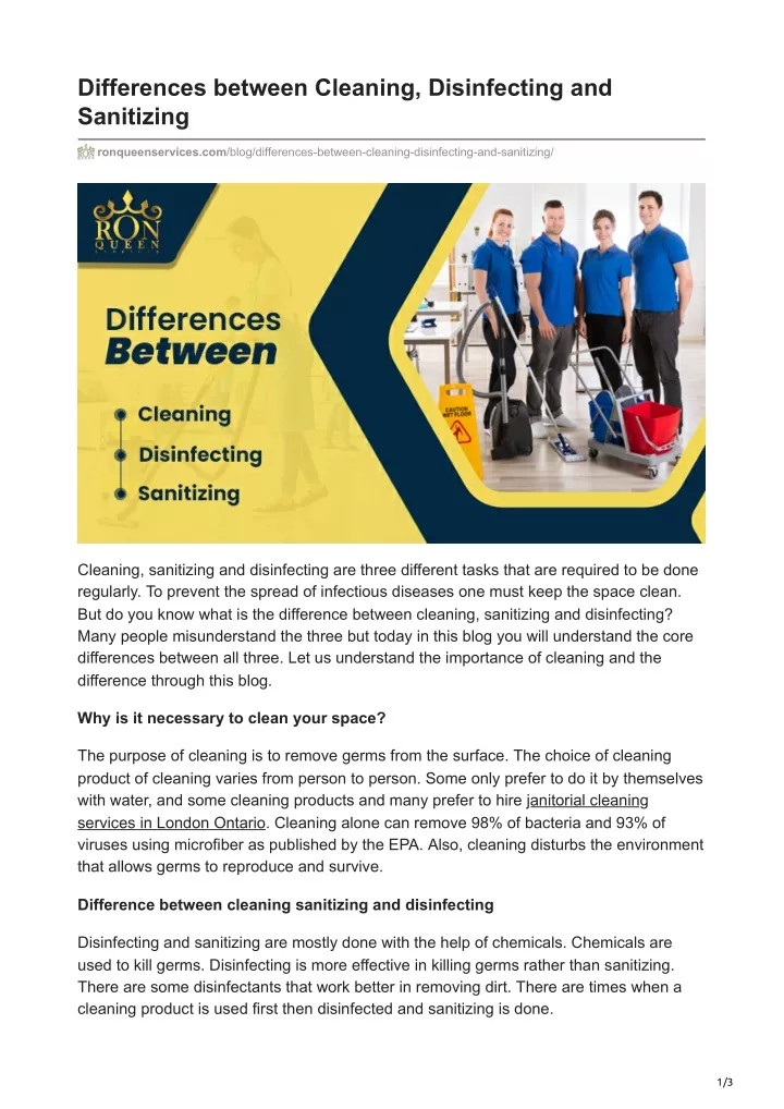 differences between cleaning disinfecting