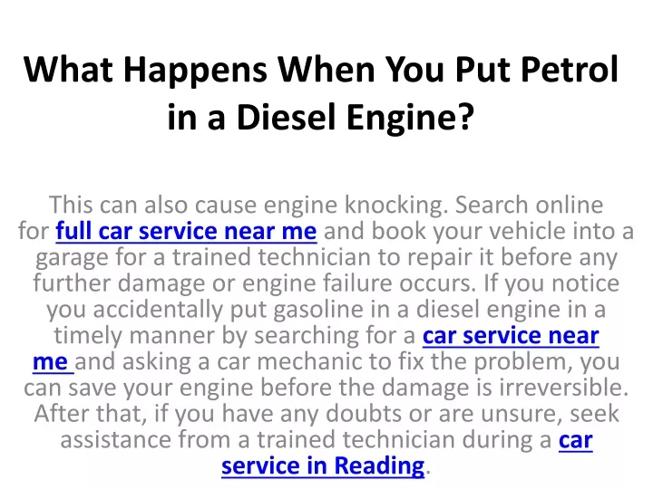 what happens when you put petrol in a diesel engine