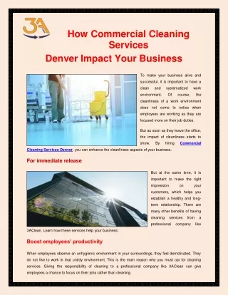 How Commercial Cleaning Services Denver Impact Your Business