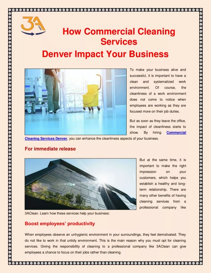 how commercial cleaning services denver impact