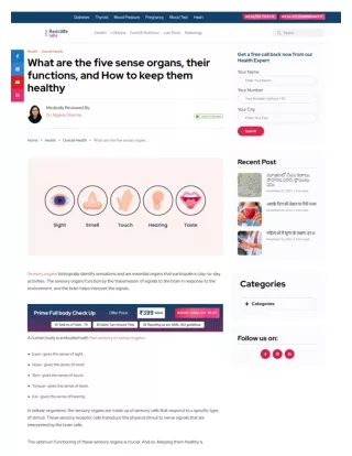 What are the five sense organs, their functions, and How to keep them healthy?