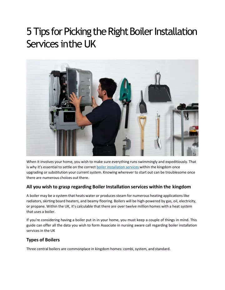 5 tips for picking the right boiler installation services in the uk