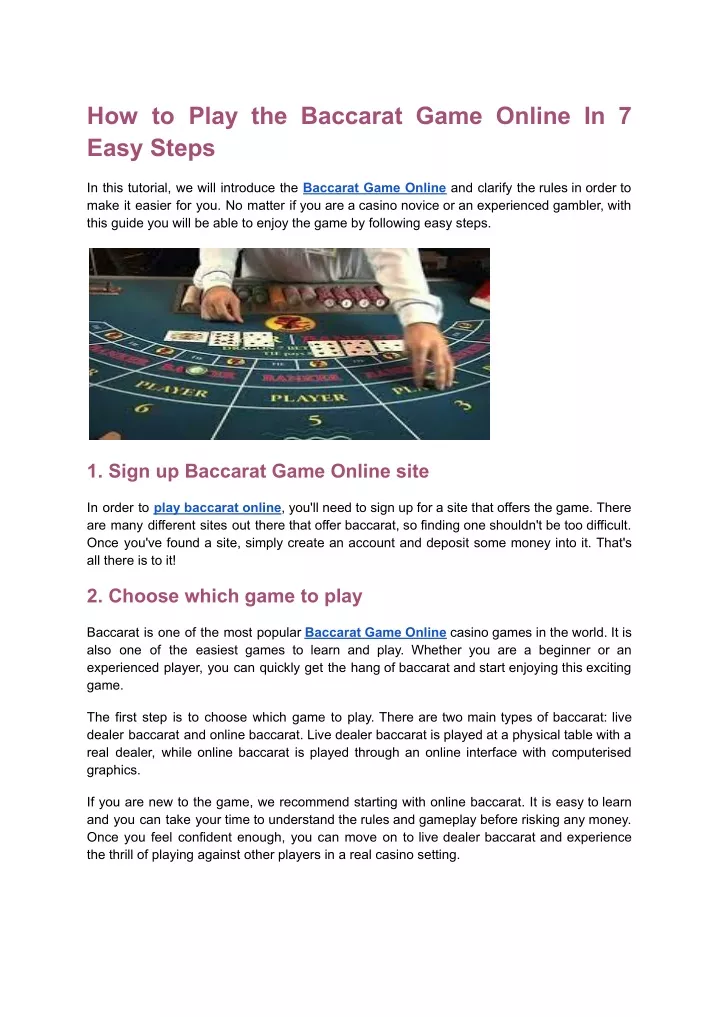 how to play the baccarat game online in 7 easy