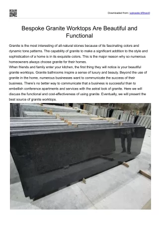 Bespoke Granite Worktops Are Beautiful and Functional
