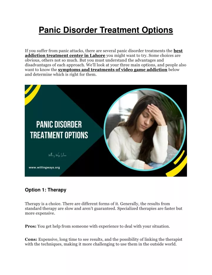 panic disorder treatment options
