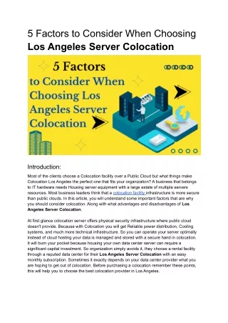 5 factors to consider when choosing los angeles