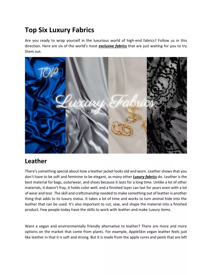 top six luxury fabrics