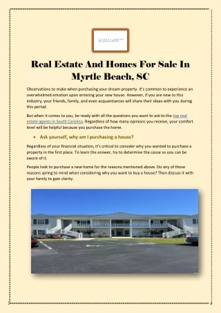 Real Estate And Homes For Sale In Myrtle Beach, SC