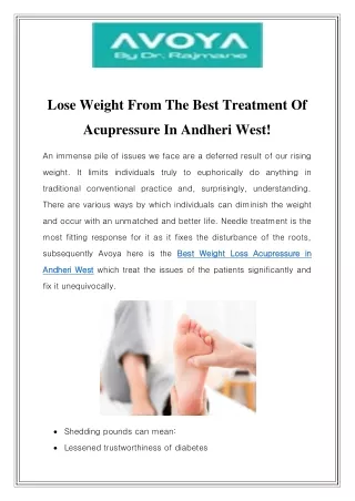 Best Weight Loss Acupressure in Andheri West Call-8451839854