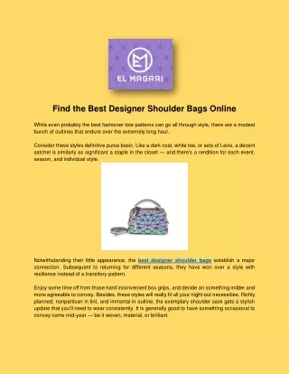 Find the Best Designer Shoulder Bags Online