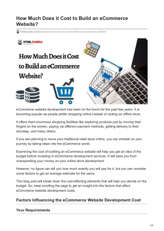 How Much Does it Cost to Build an eCommerce Website