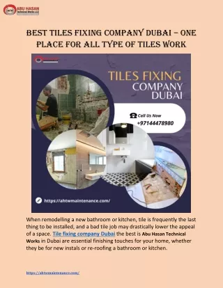 Best Tiles fixing company Dubai – One Place For All Type Of Tiles Work