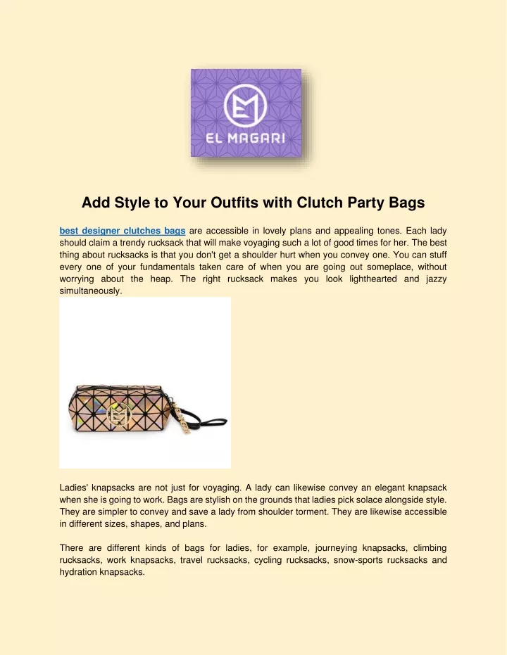 add style to your outfits with clutch party bags