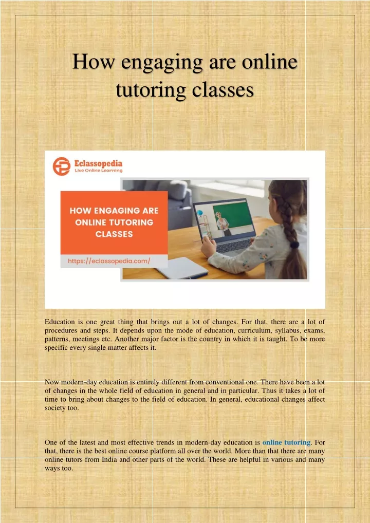 how engaging are online tutoring classes