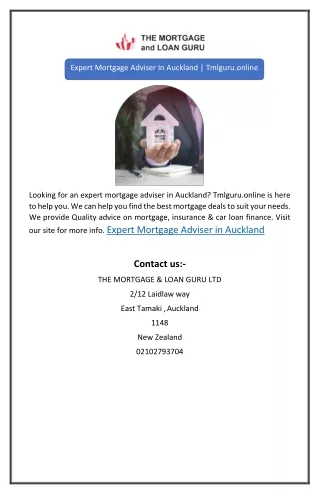 Expert Mortgage Adviser In Auckland | Tmlguru.online