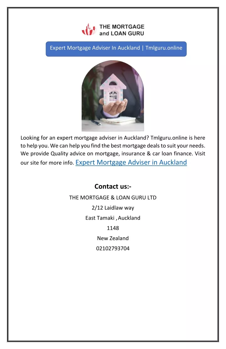 expert mortgage adviser in auckland tmlguru online