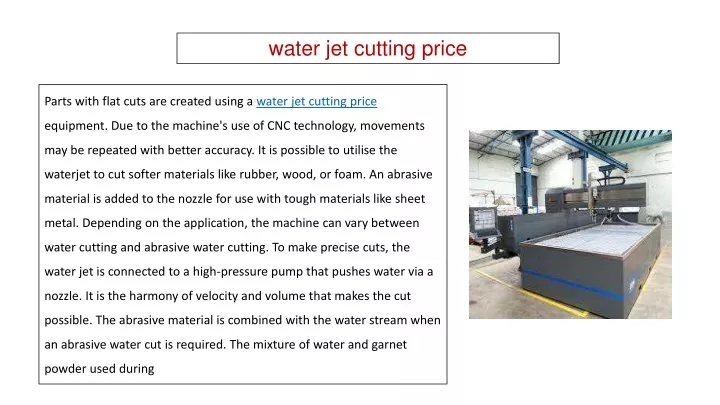 water jet cutting price