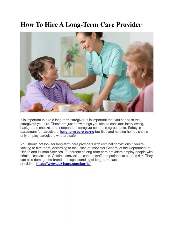 how to hire a long term care provider
