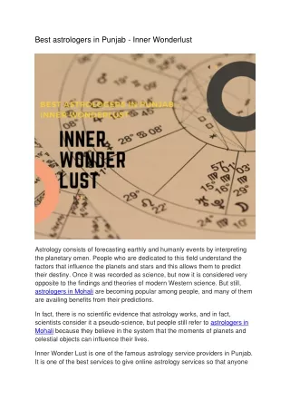 Best astrologers in Punjab- Inner Wonderlust